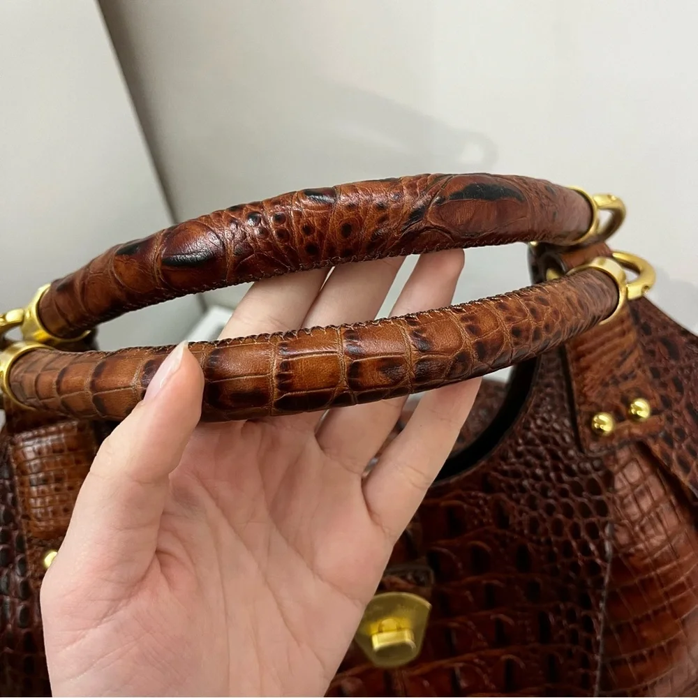BRAHMIN Melbourne Dagny Elisa Pecan Satchel Tote Shoulder Bag